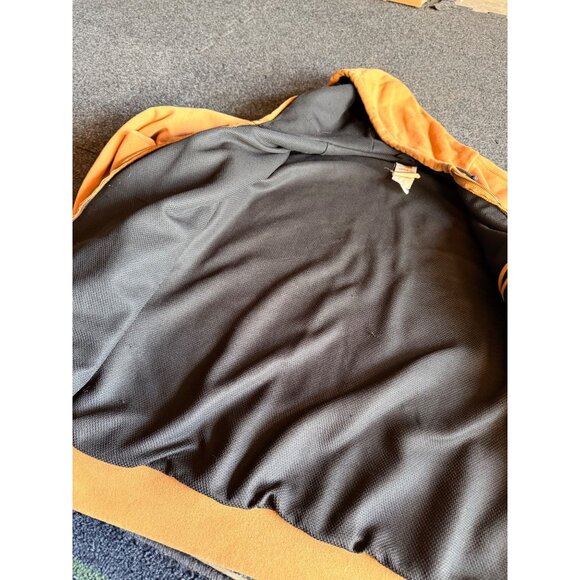 Carhartt Mens Sandstone Hooded Full-Zip Jacket Brown XL Lined  *note flaw sleeve - Picture 6 of 13